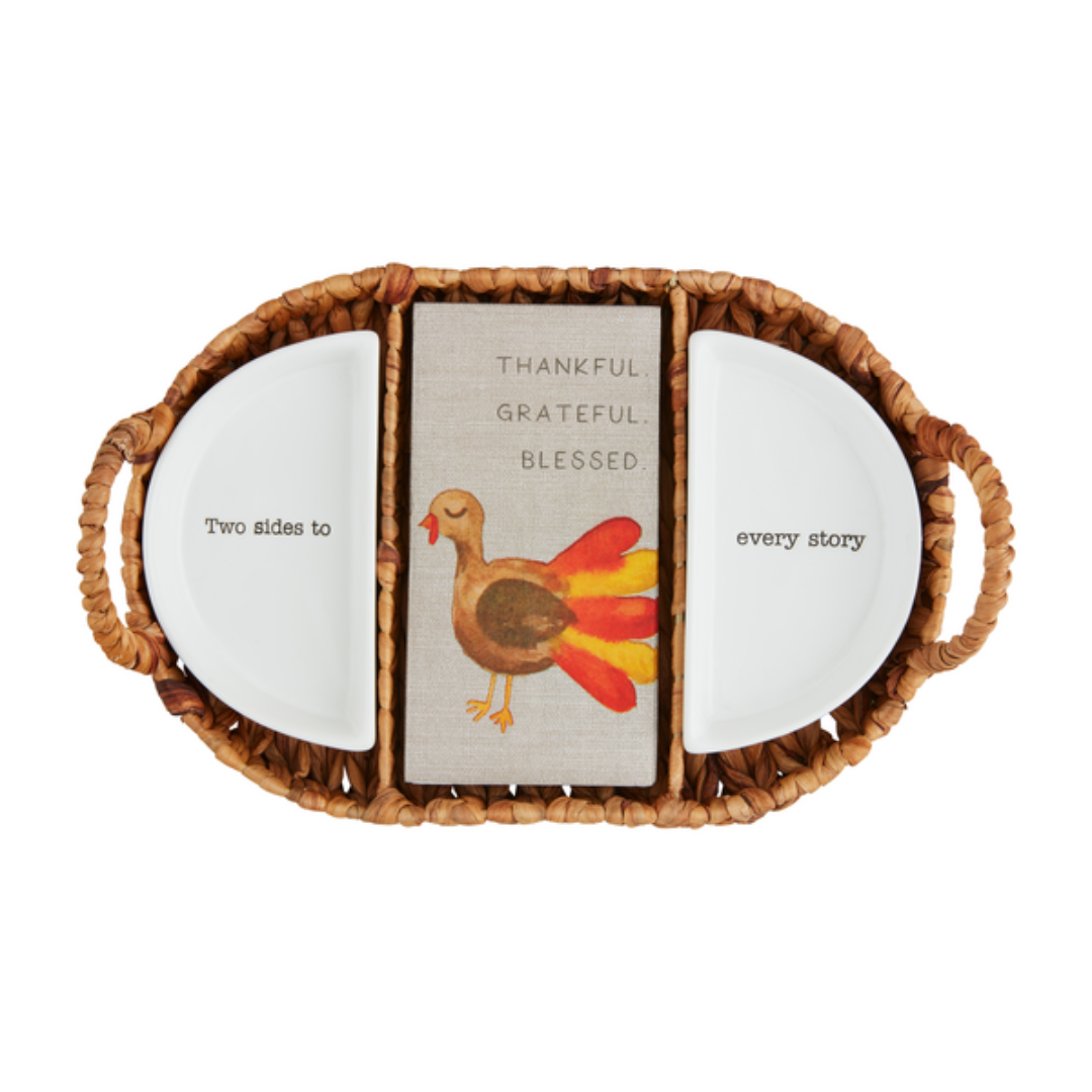 Mud Pie Thanksgiving Side Dish & Napkin Basket Set