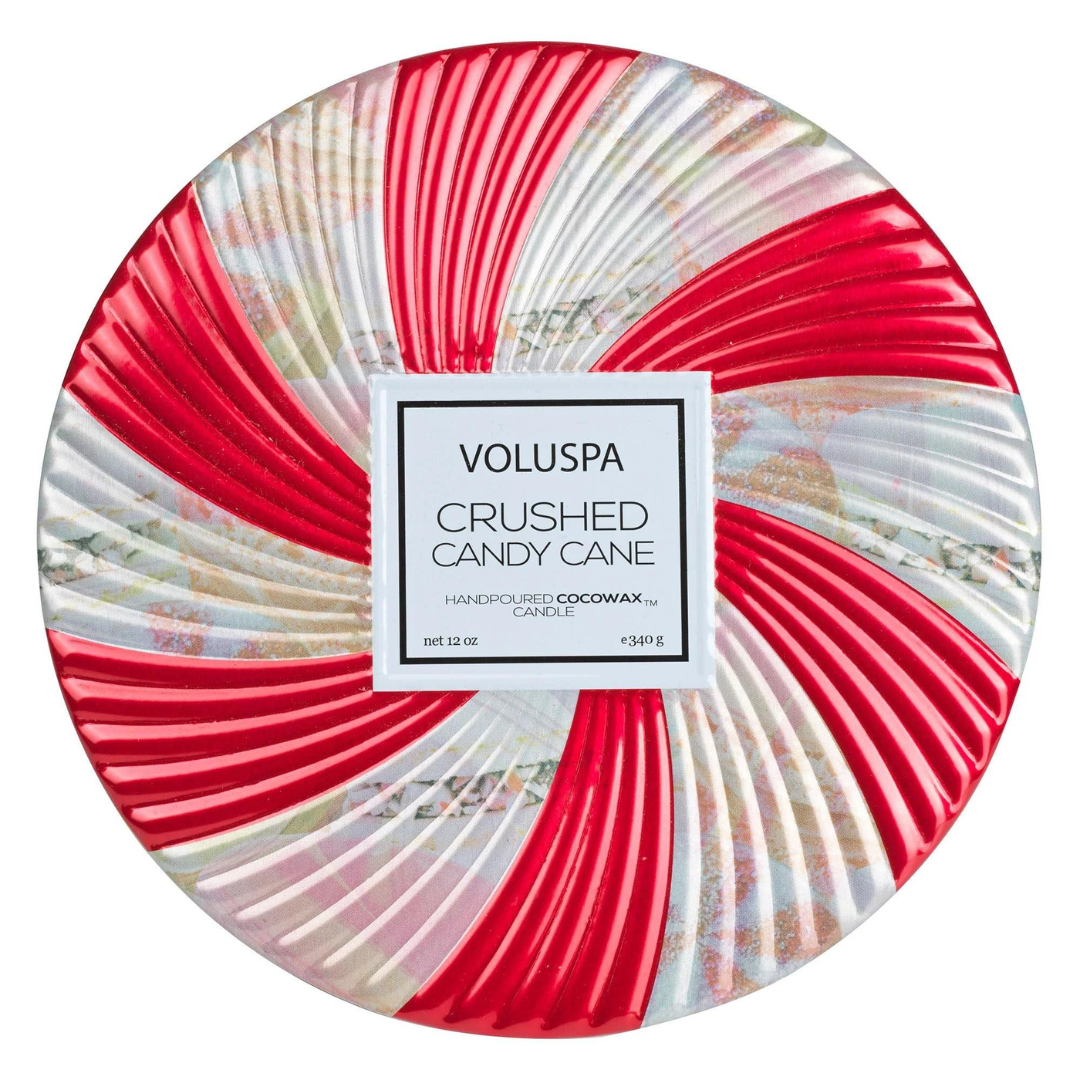 Voluspa 3 Wick Tin Candle - Crushed Candy Cane