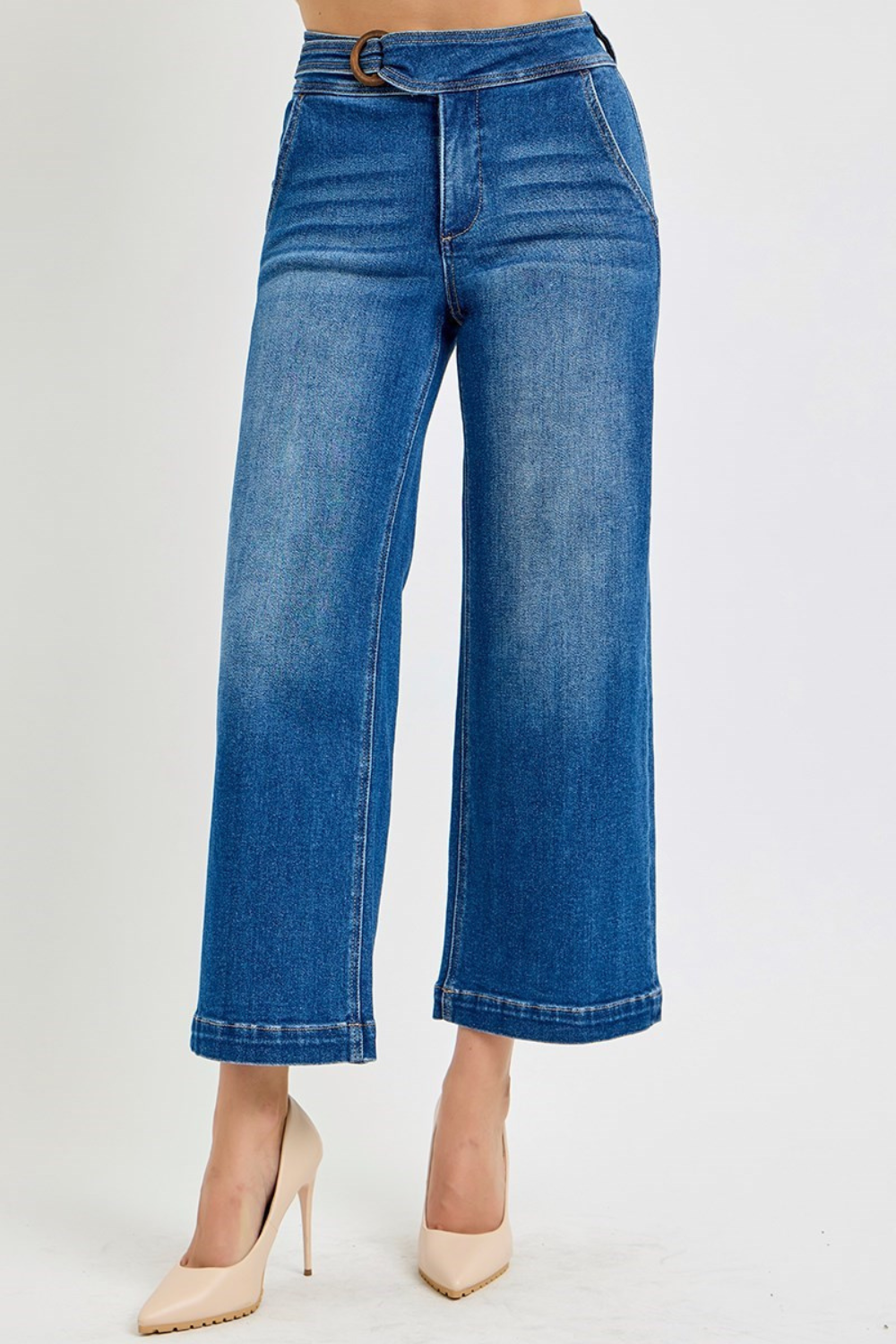 Risen Crop Wide Leg Jeans