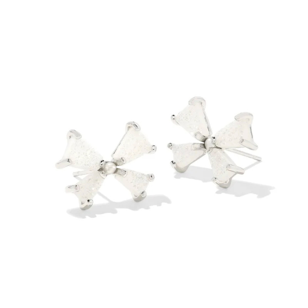 Kendra Scott Blair Bow Stud Earrings - Silver - Iridescent Drusy