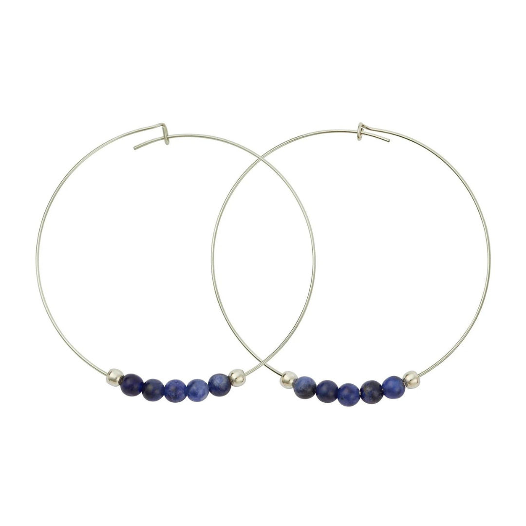 &Livy Blue Sodalite Hyevibe Gemstone Hoop Earrings