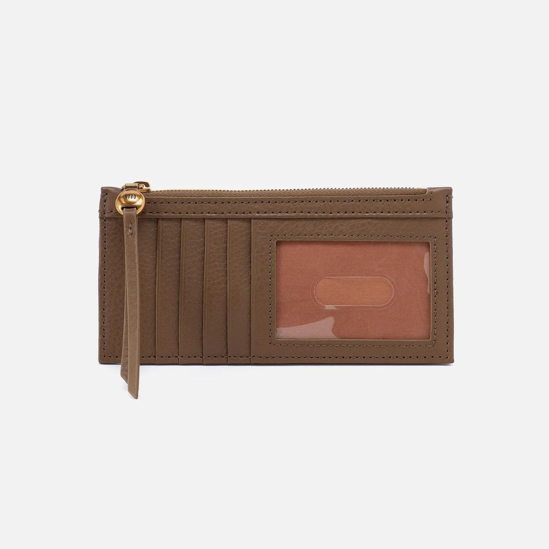 Hobo Carte Card Case Pebbled Leather - Dark Elm