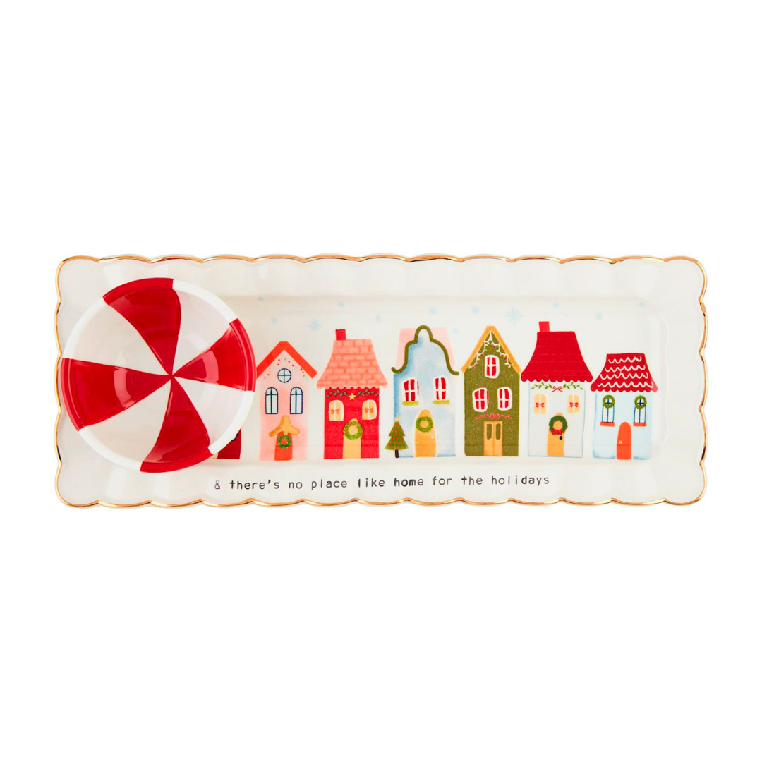 Mud Pie Christmas Village Tray & Dip Set