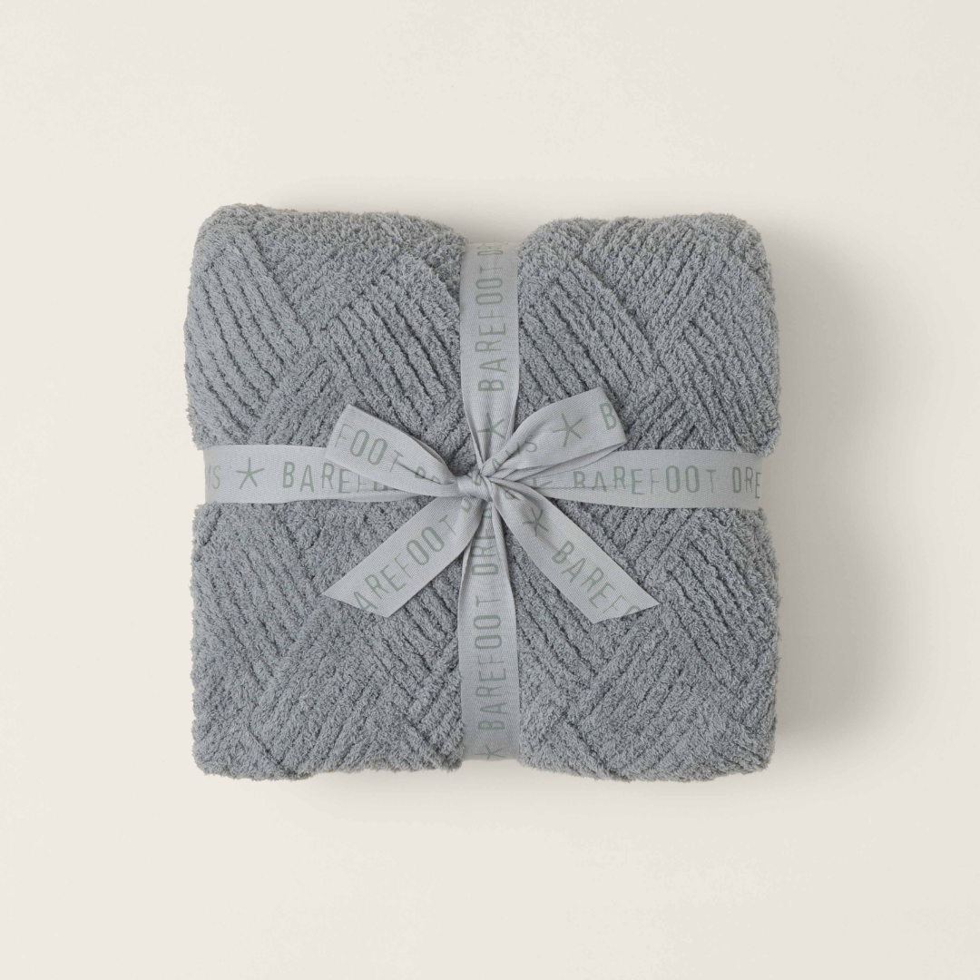 Barefoot Dreams CozyChic Diamond Weave Blanket - Moonbeam