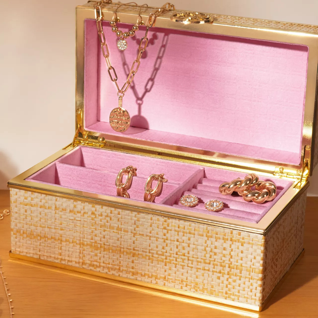 Lilly Pulitzer Jewelry Box- Gold Raffia