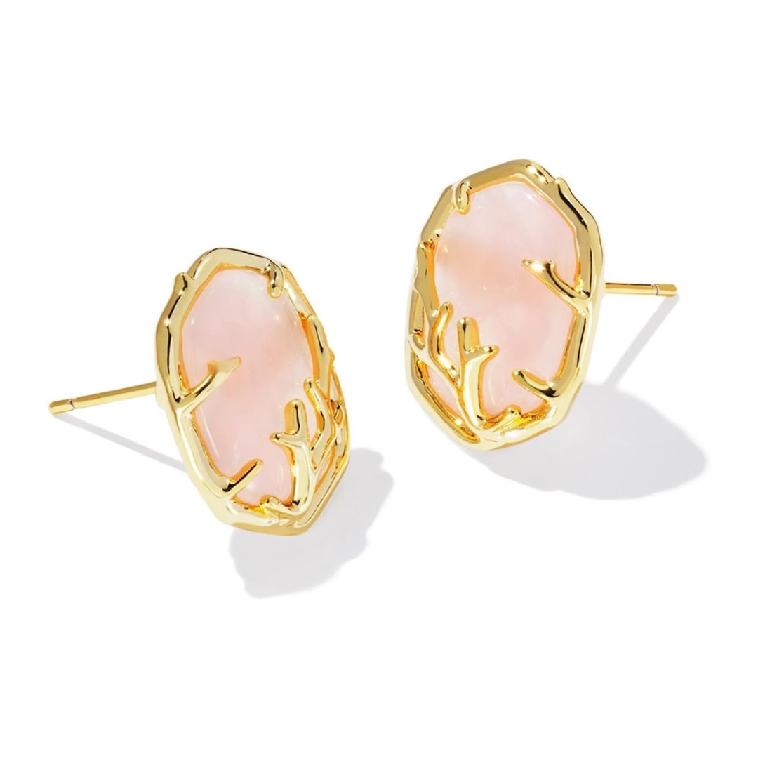 Kendra Scott Daphne Coral Frame Stud Earrings - Gold