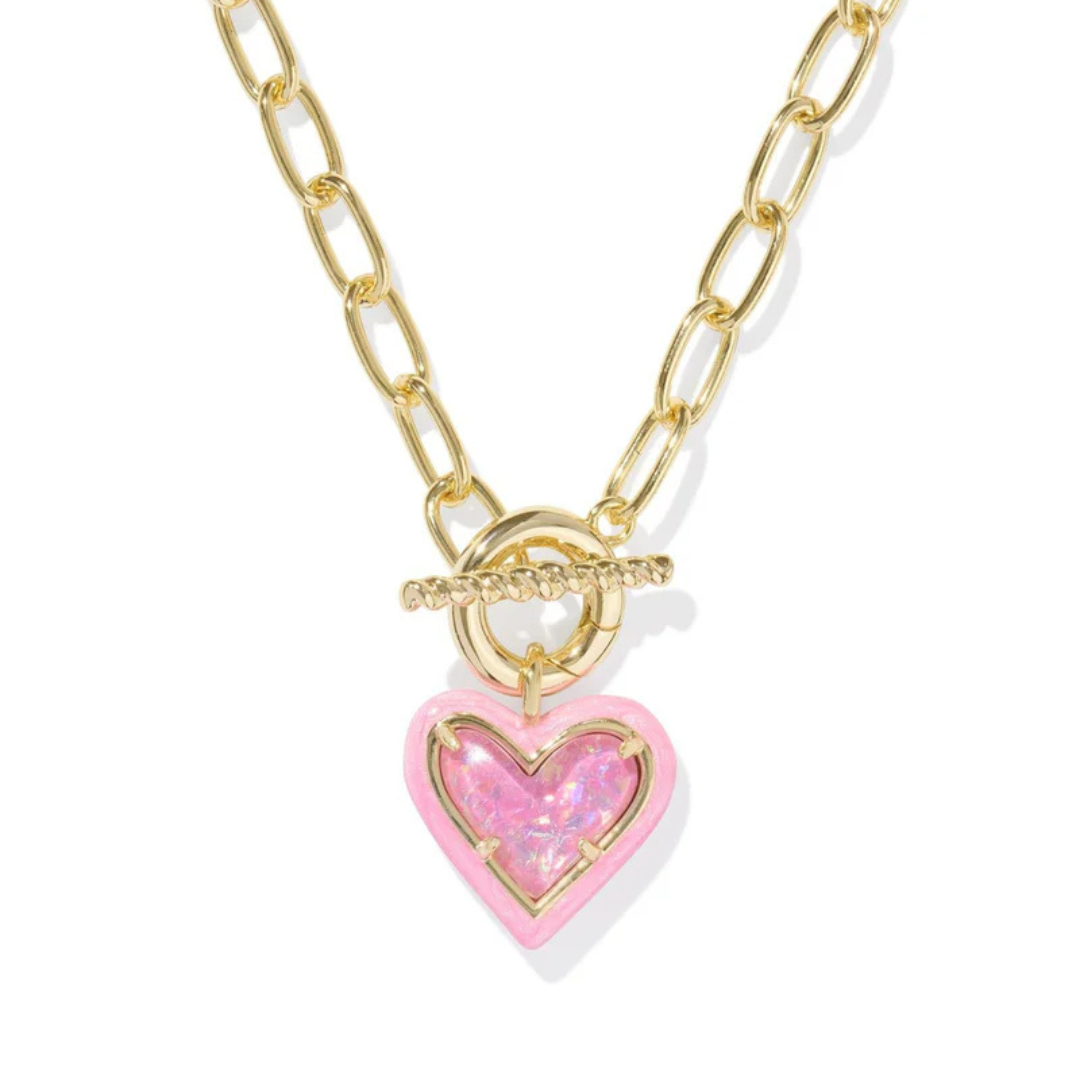 Kendra Scott Ari Heart Enamel Frame Link Necklace - Gold