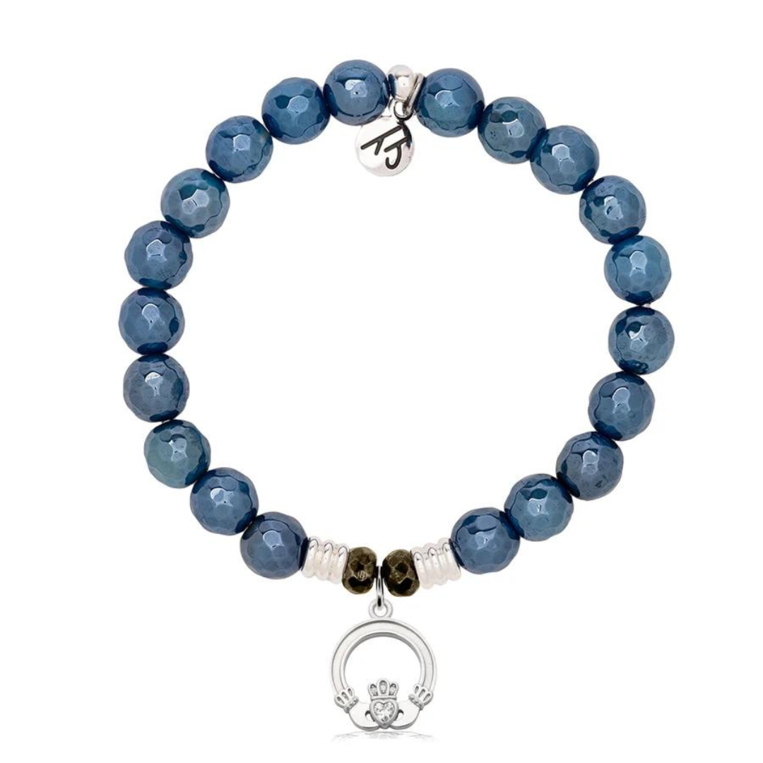 T. Jazelle Claddagh Charm Bracelet - Blue Agate