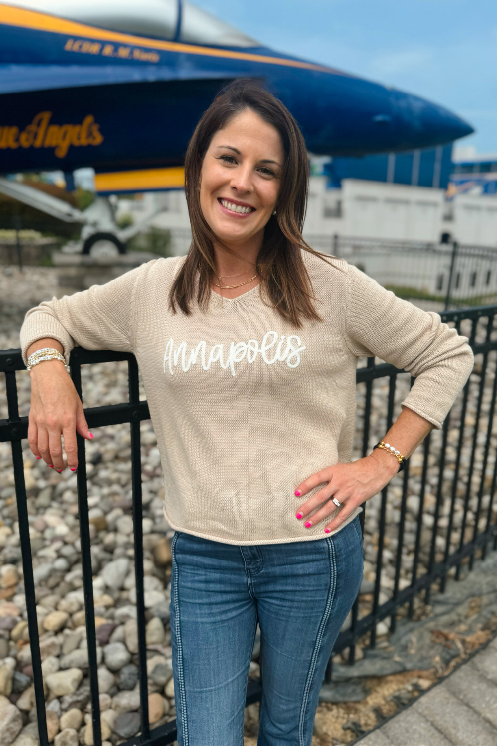 V-Neck Embroidered Sweater - Annapolis