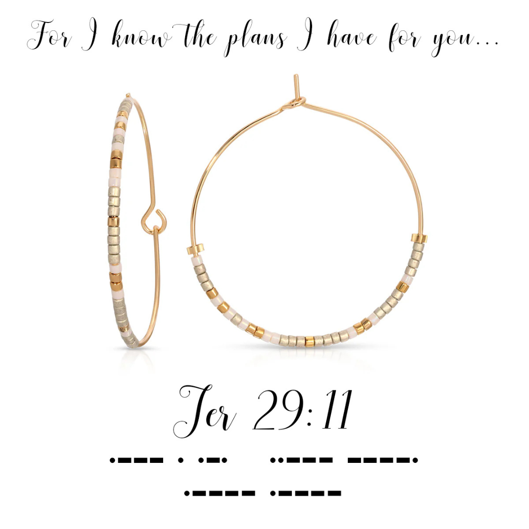 Dot & Dash Morse Code Hoop Earrings - Jeremiah 29:11