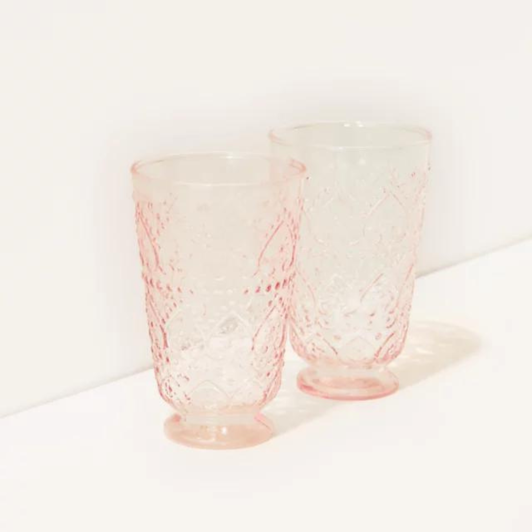 Lilly Pulitzer Textured Glass Set - Conch Shell Pink