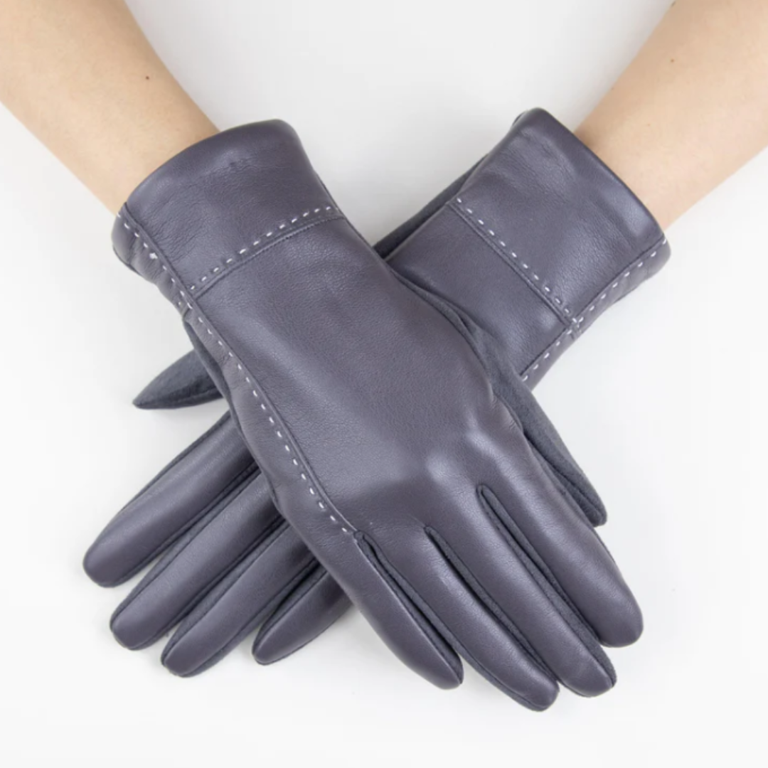 Faux Leather Cross Stitch Gloves