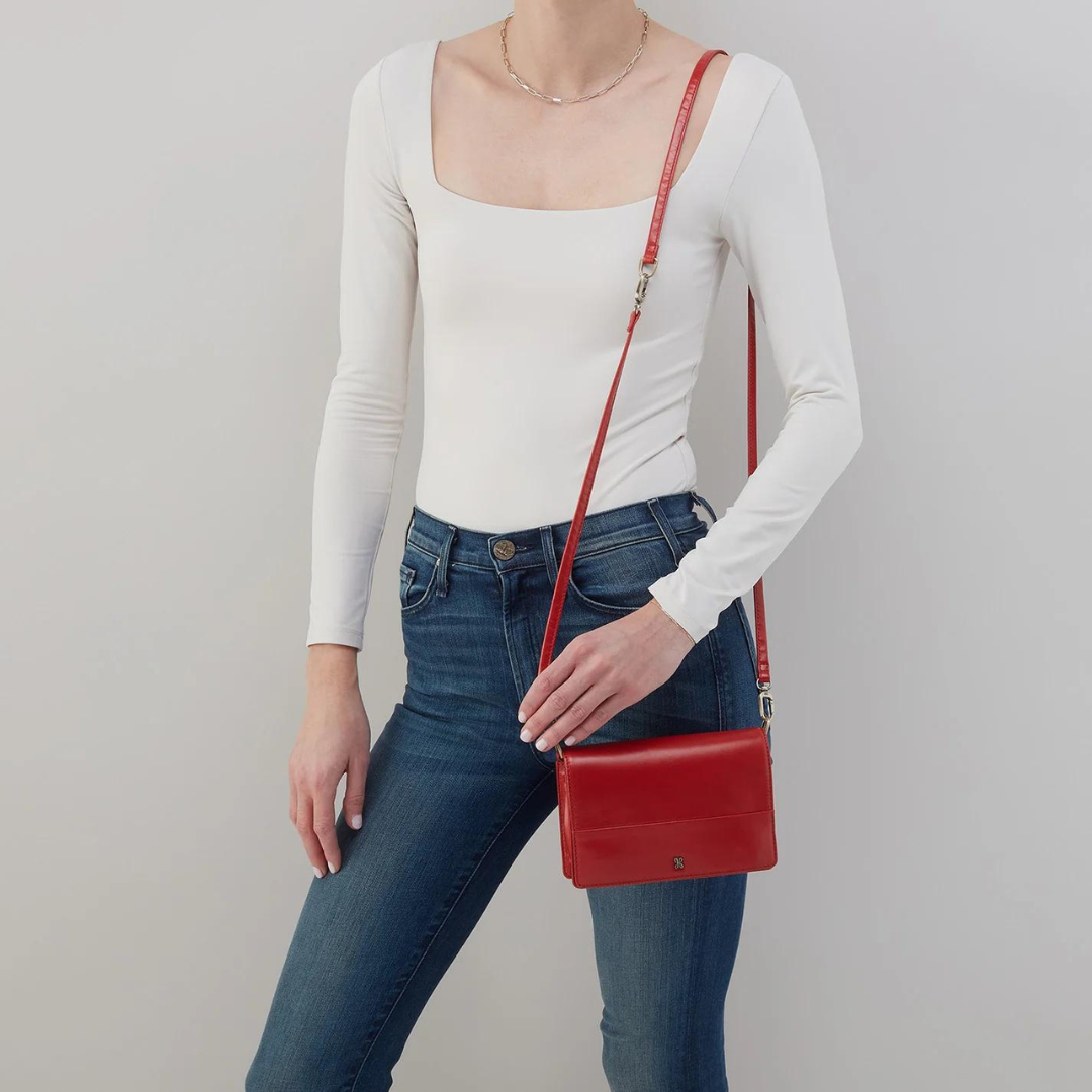 Hobo Jill Phone Crossbody Polished Leather - Brick