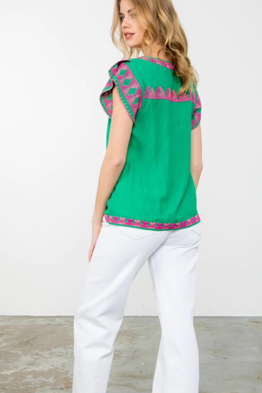 THML Short Sleeve Embroidered Top