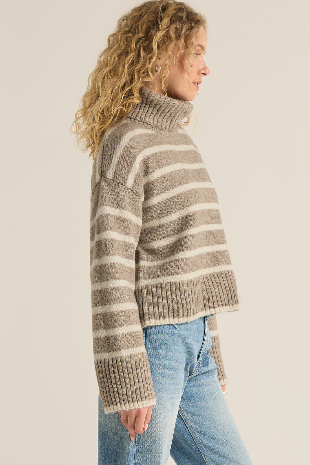 Z Supply Josephine Stripe Sweater - Heather Taupe