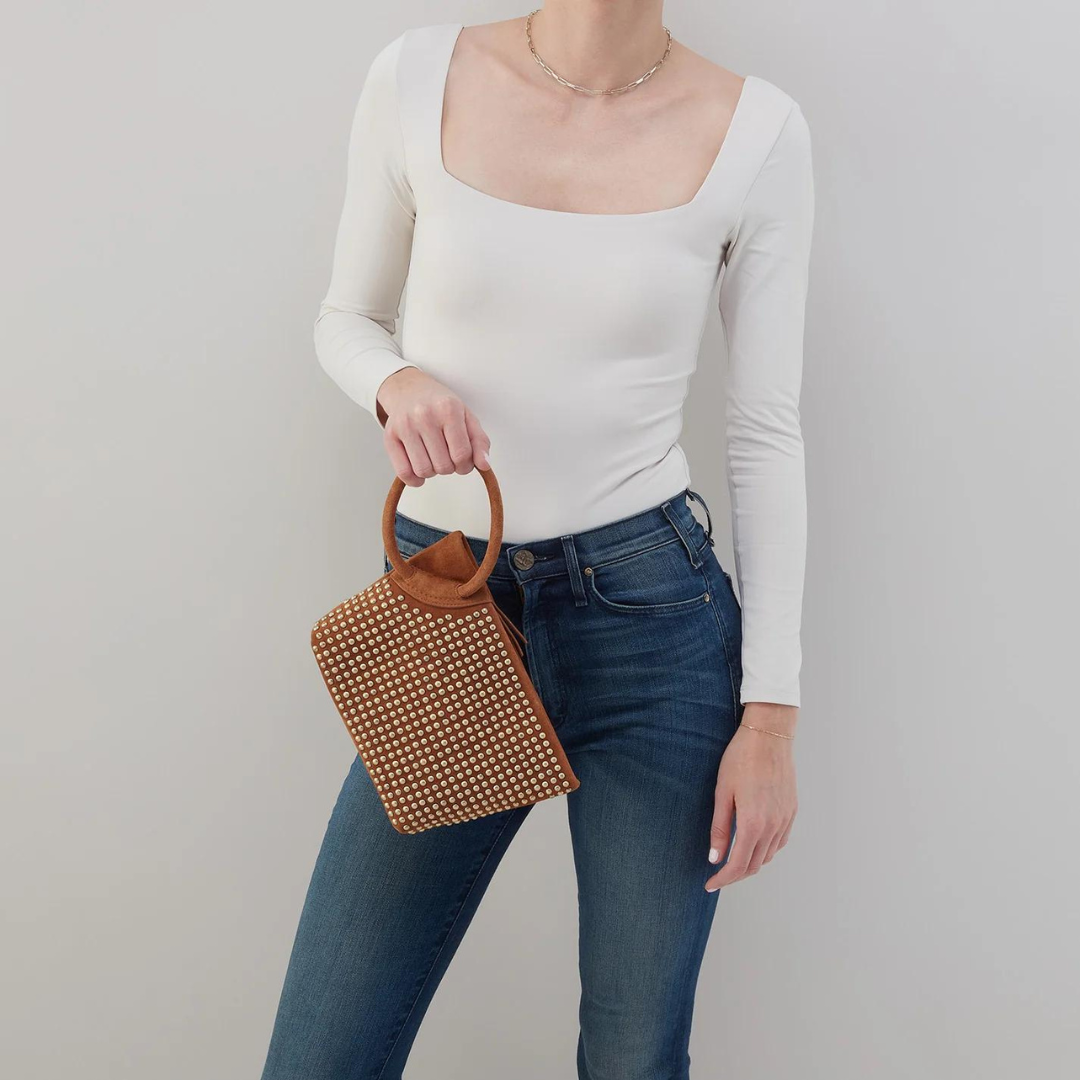 Hobo Maggie Clutch Suede Leather - Caramel