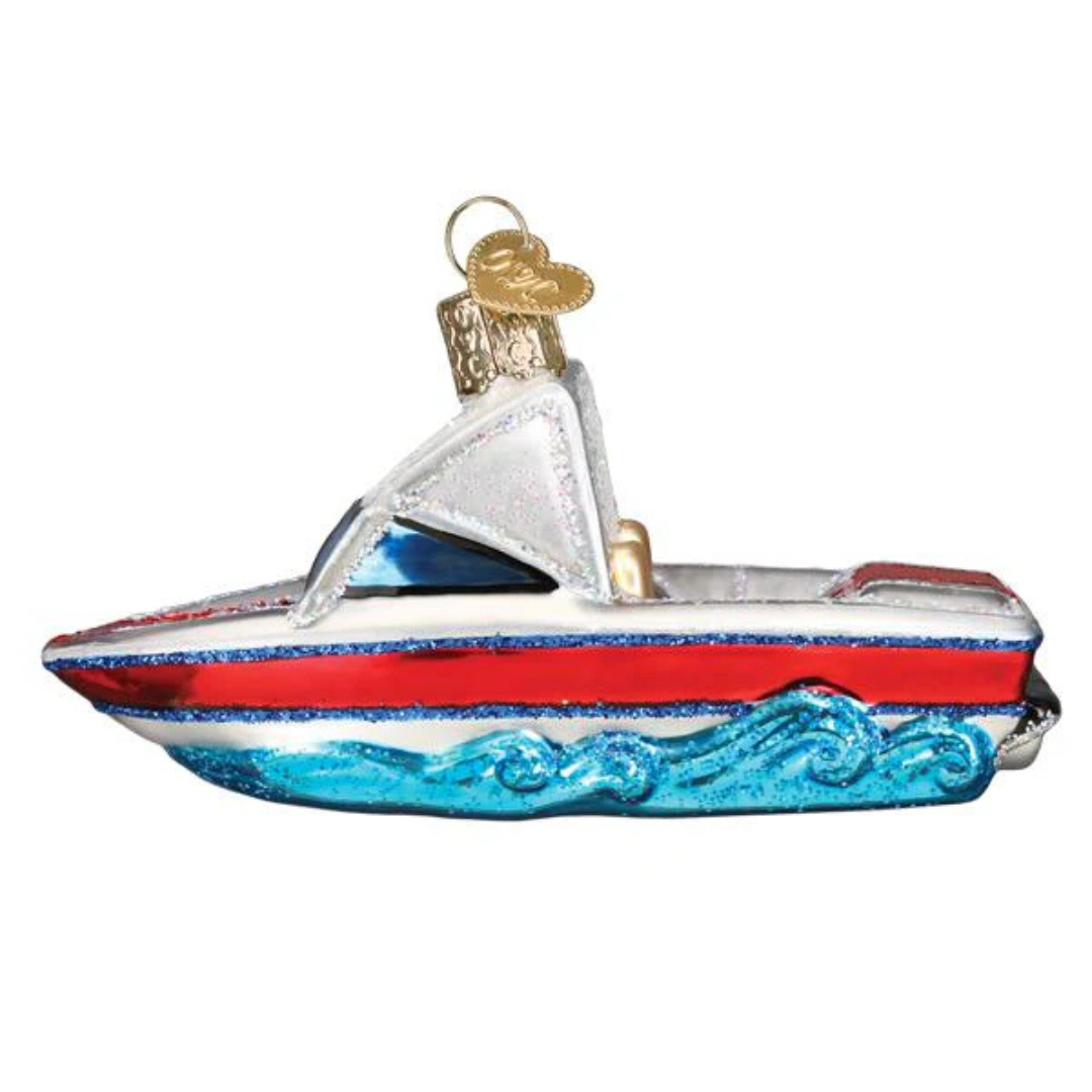 Old World Christmas Ski Boat Ornament