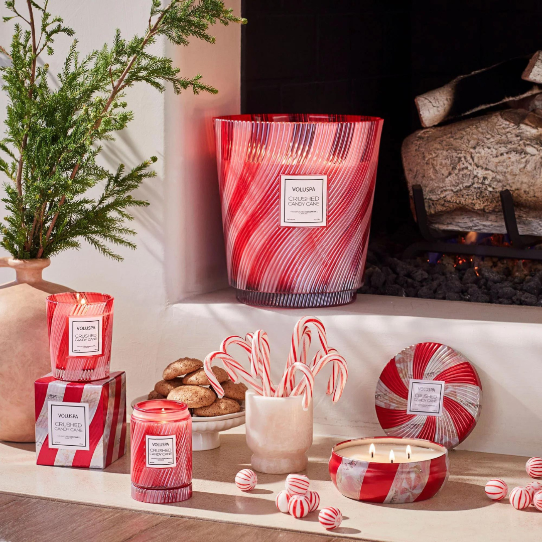 Voluspa 3 Wick Tin Candle - Crushed Candy Cane