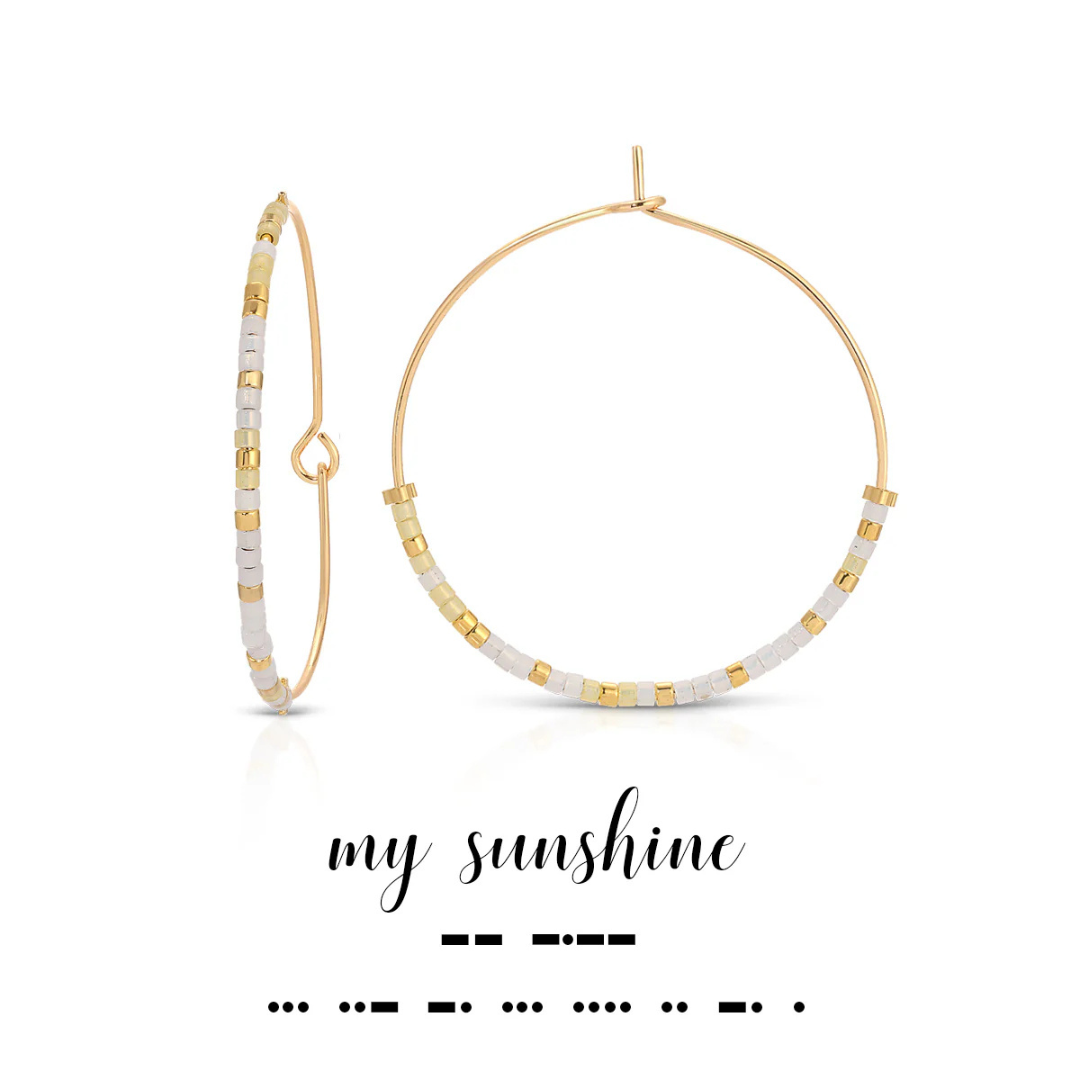 Dot & Dash Morse Code Hoop Earrings - My Sunshine