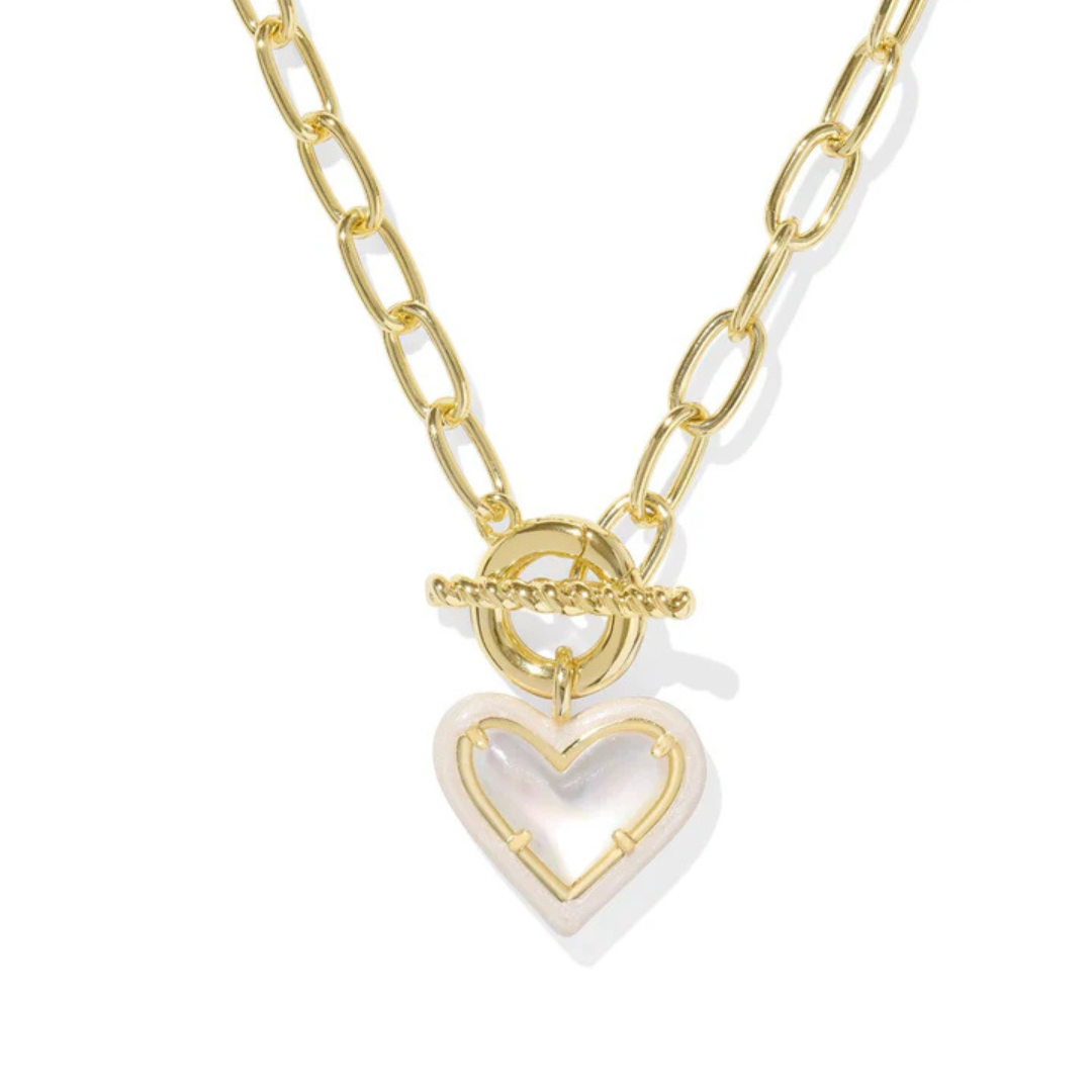 Kendra Scott Ari Heart Enamel Frame Link Necklace - Gold