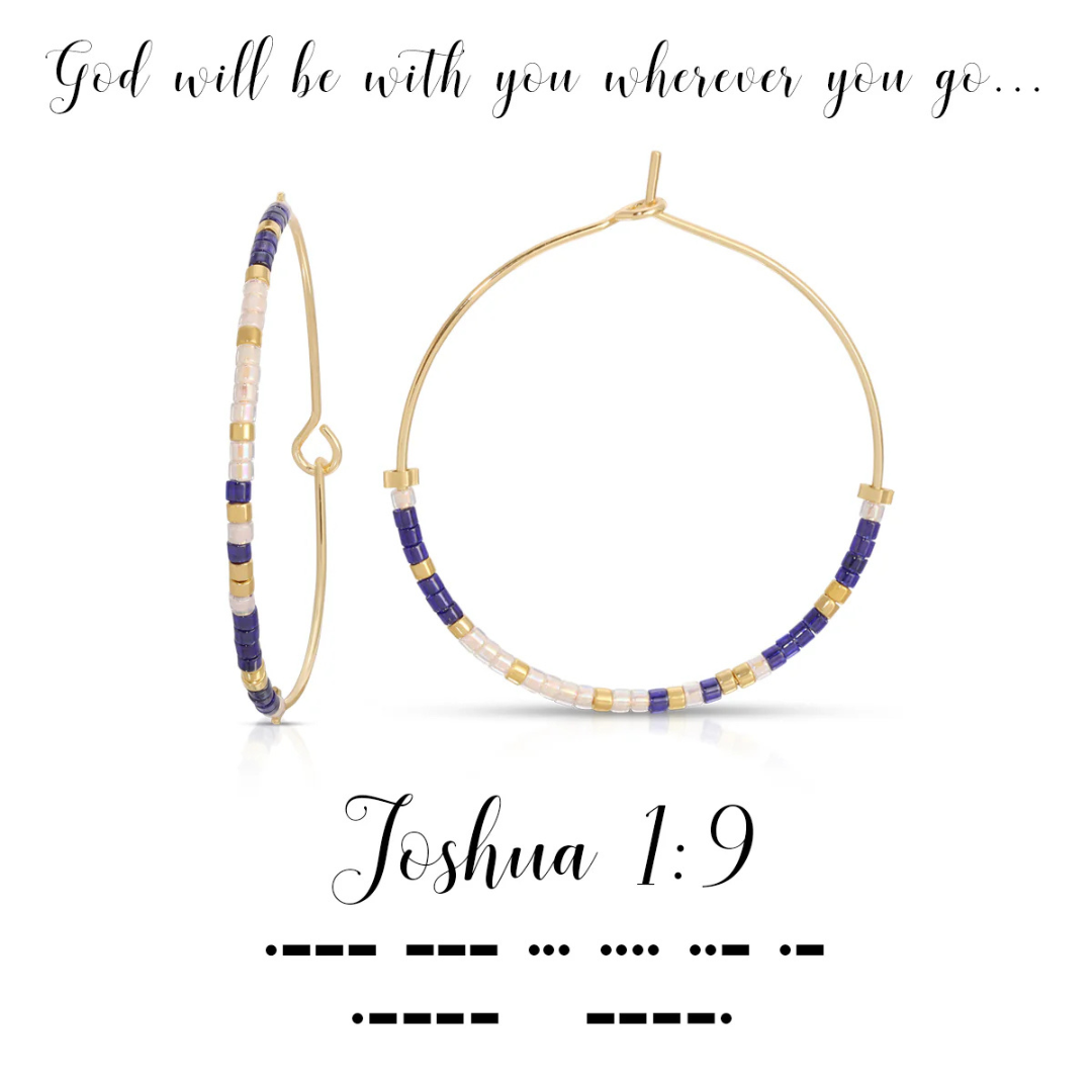 Dot & Dash Morse Code Hoop Earrings - Joshua 1:9