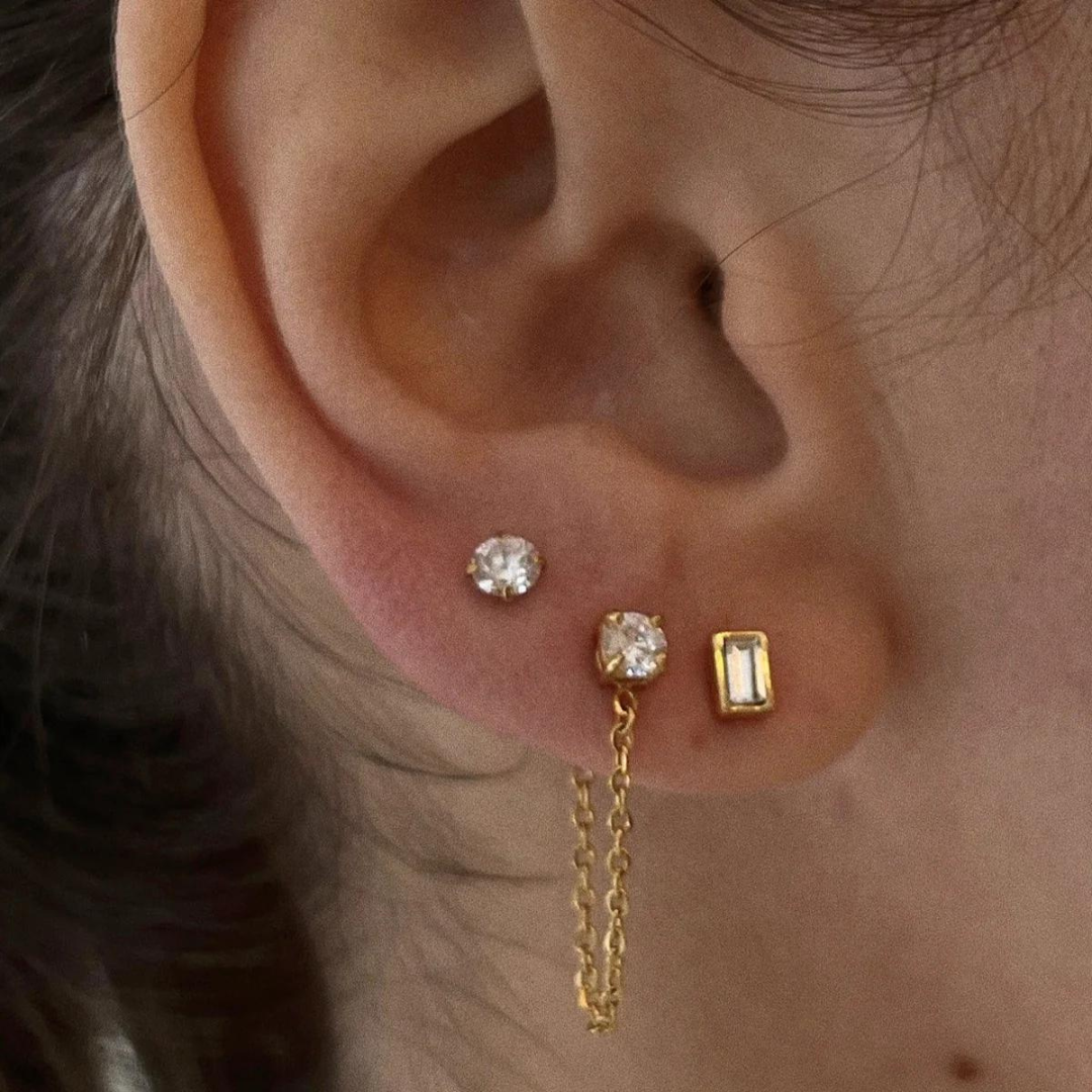 Ellie Vail Sloane Chain Stud Earrings - Gold