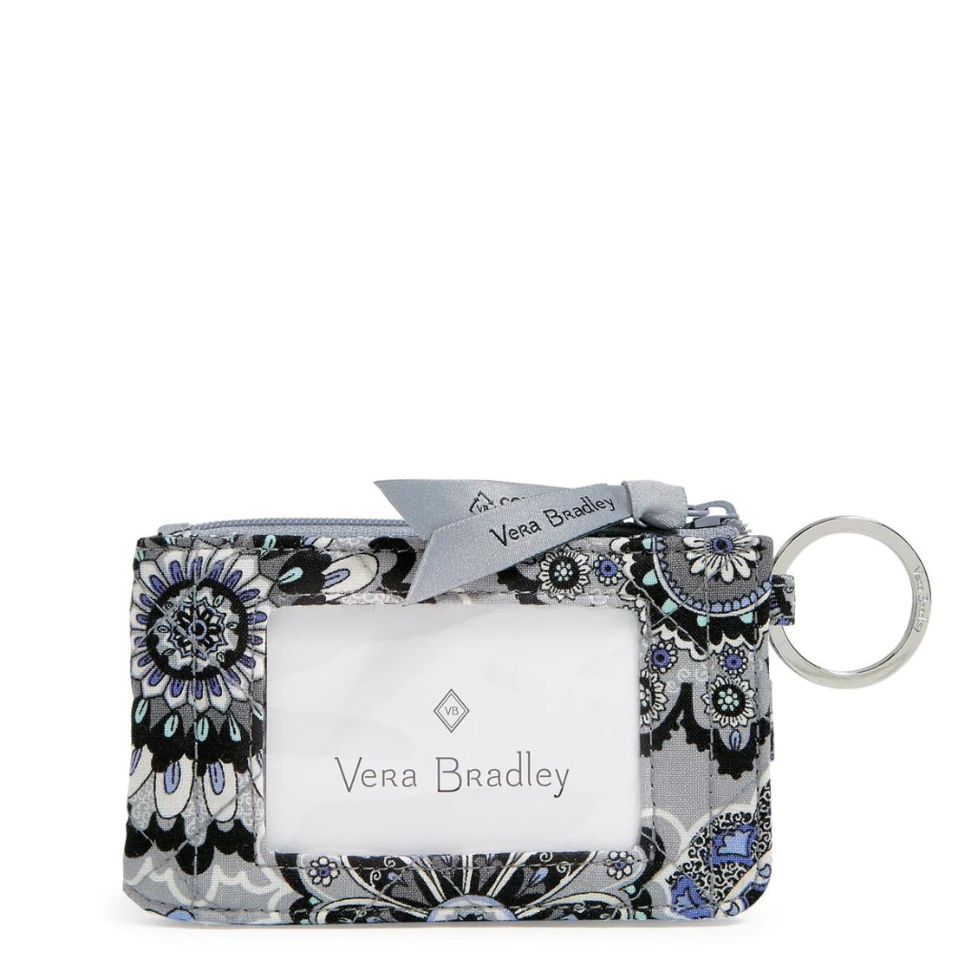 Vera Bradley RFID Deluxe Zip ID Case- Grey Blues