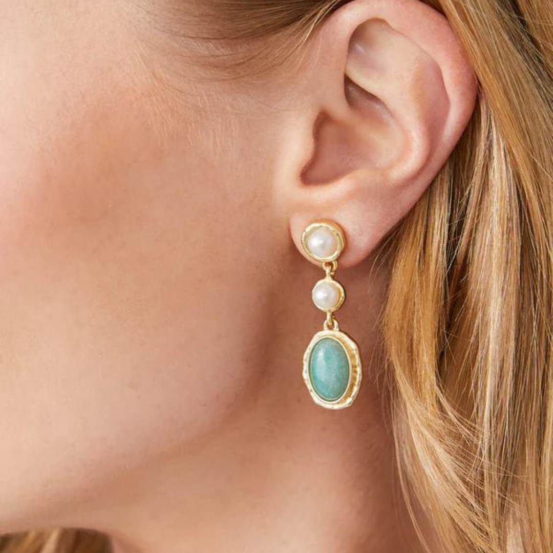 Spartina Summer Earrings - Pearl/Amazonite
