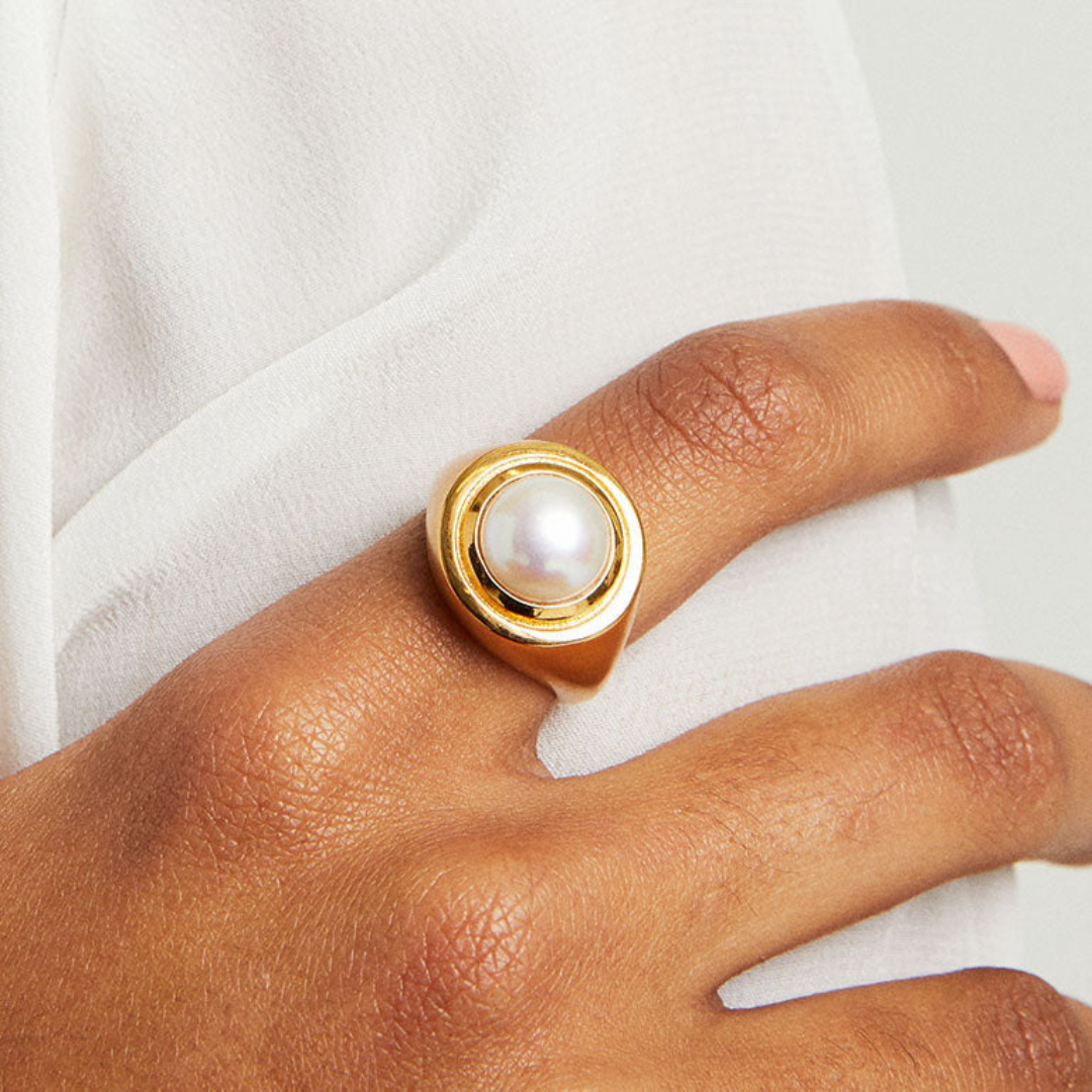 Dean Davidson Mini Signet Ring - Pearl/Gold