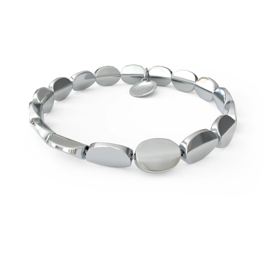 &Livy 'Everything’s Copacetic' Oval Smooth Shiny Bead Bracelet