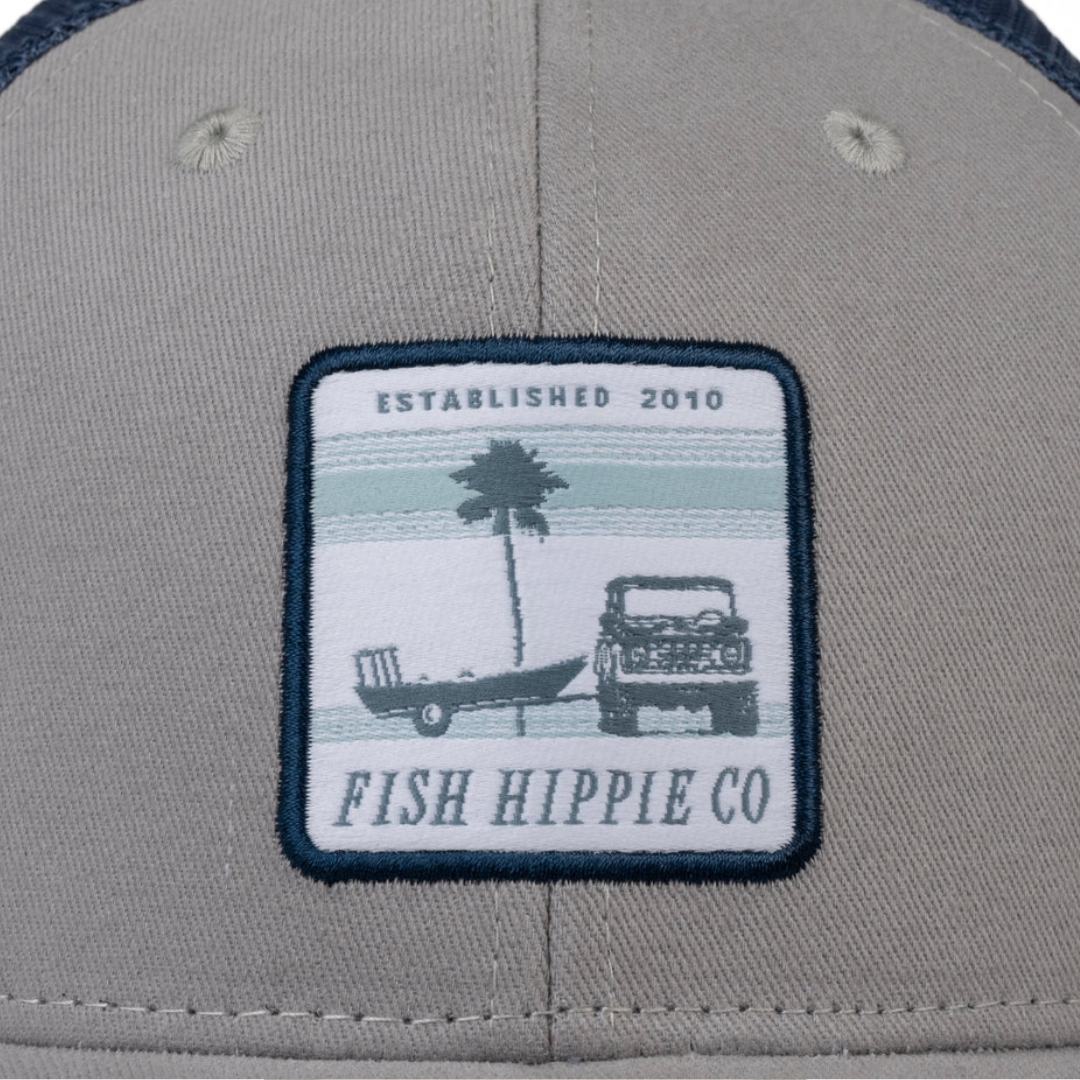 Fish Hippie Prompt Trucker Hat - Grey