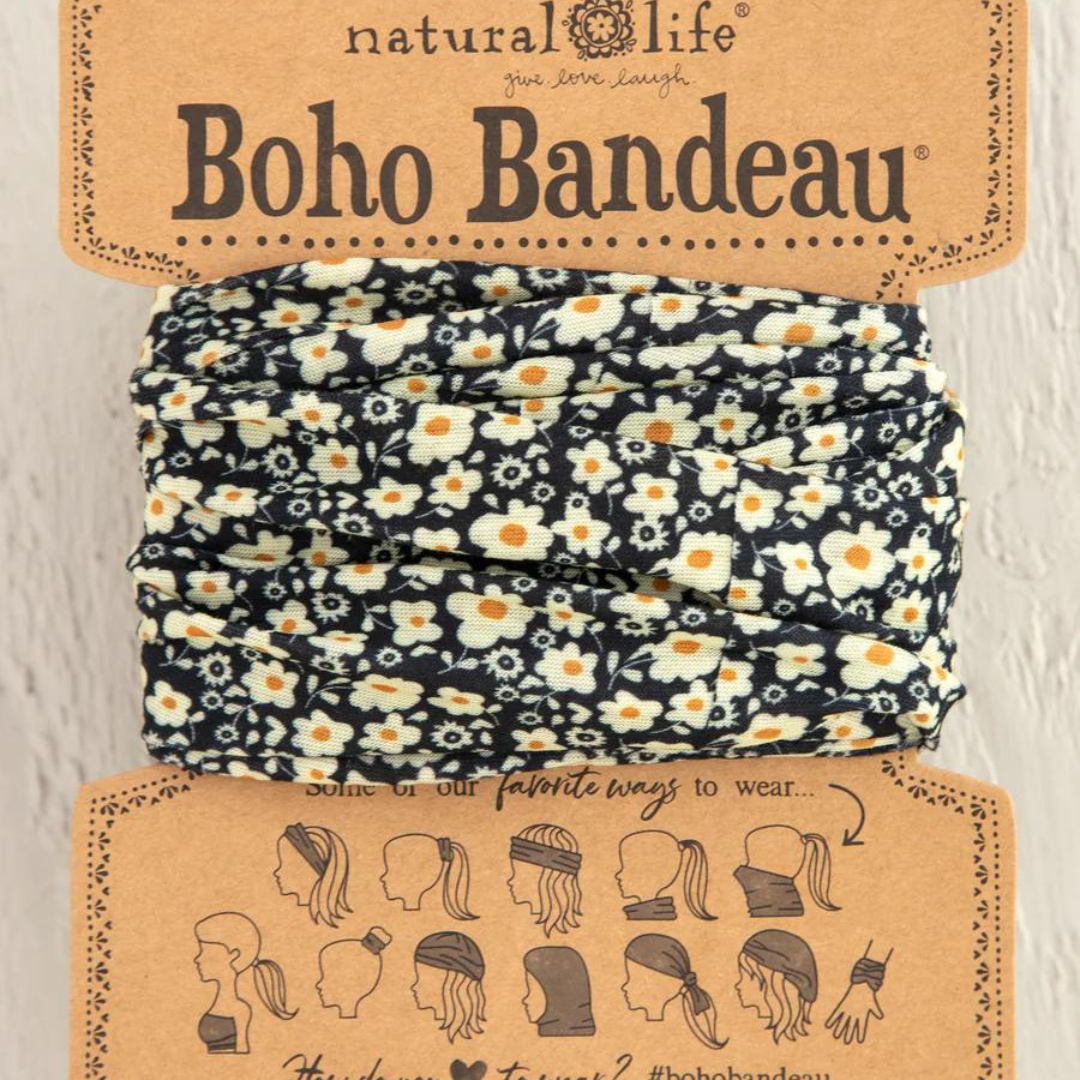 Natural Life Boho Bandeau - Black Cream Floral