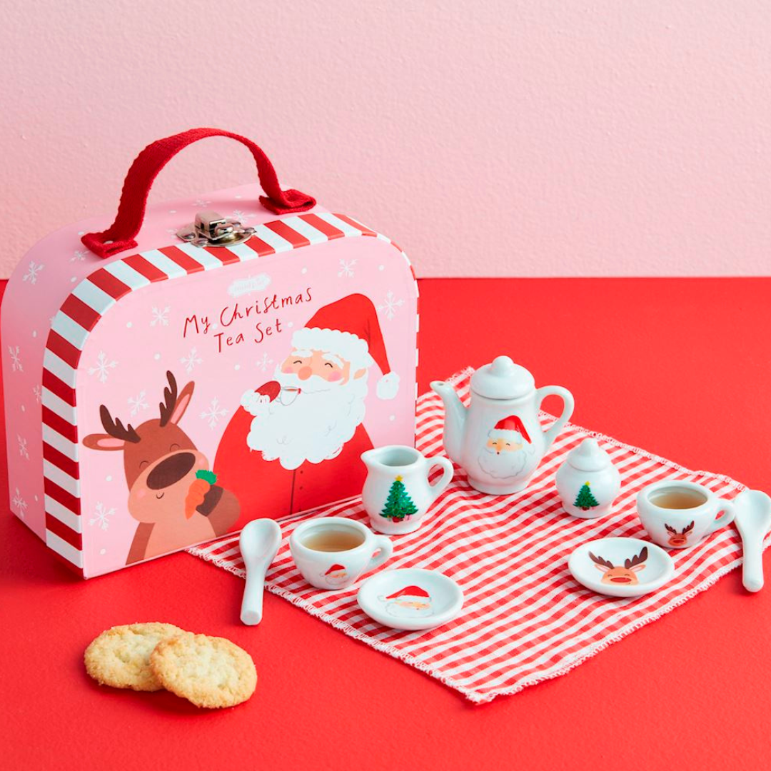 Mud Pie Christmas Tea Suitcase Set