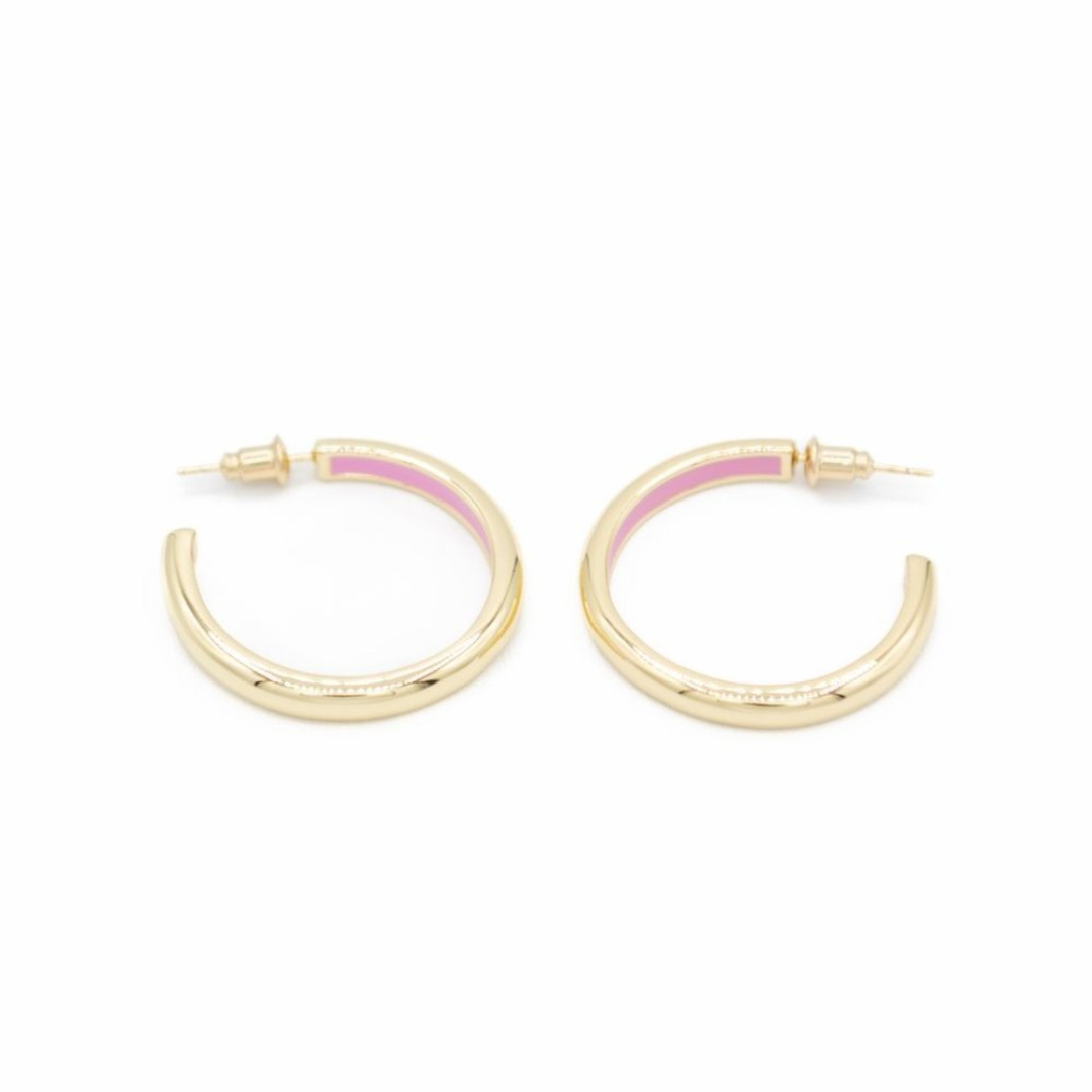 Kimberly James Jewelry Promise Gold Hoops - Pink