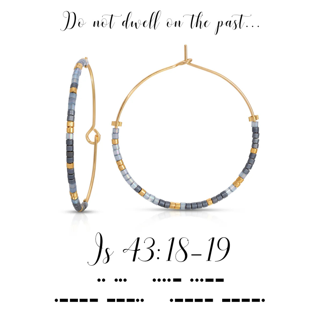 Dot & Dash Morse Code Hoop Earrings - Isaiah 43:18-19