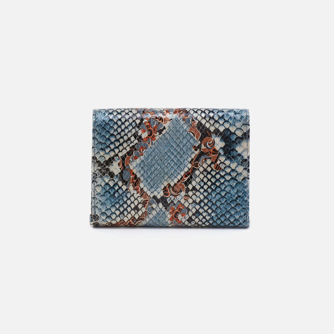 Hobo Robin Compact Wallet Printed Leather - Blue Tempest