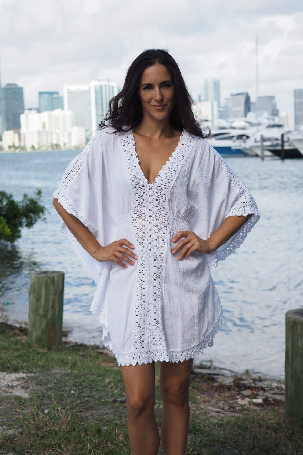 Cotton Natural Del Carmen Butterfly Silhouette Cover Up