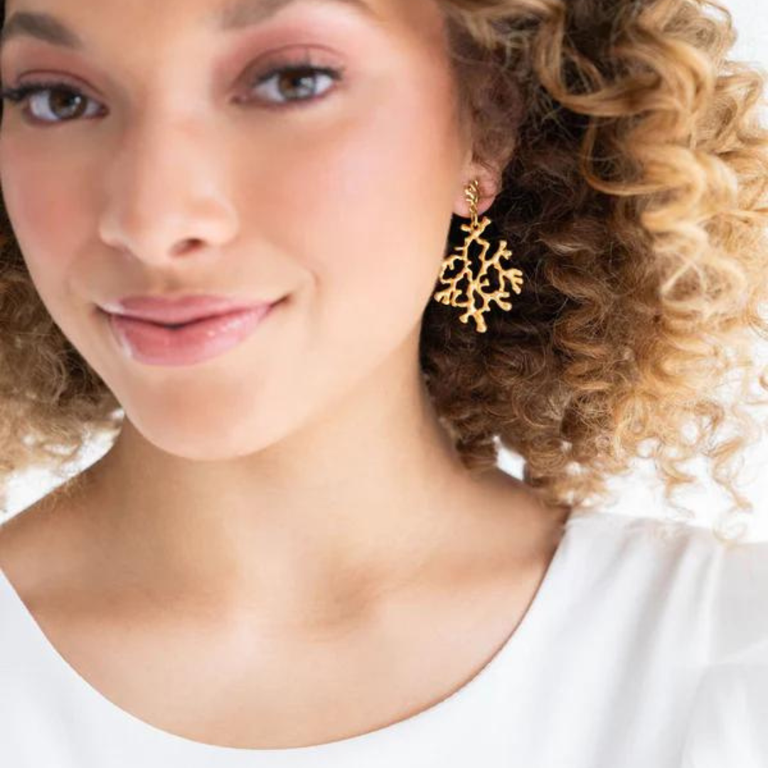 Susan Shaw Coral Branch Earrings - Gold