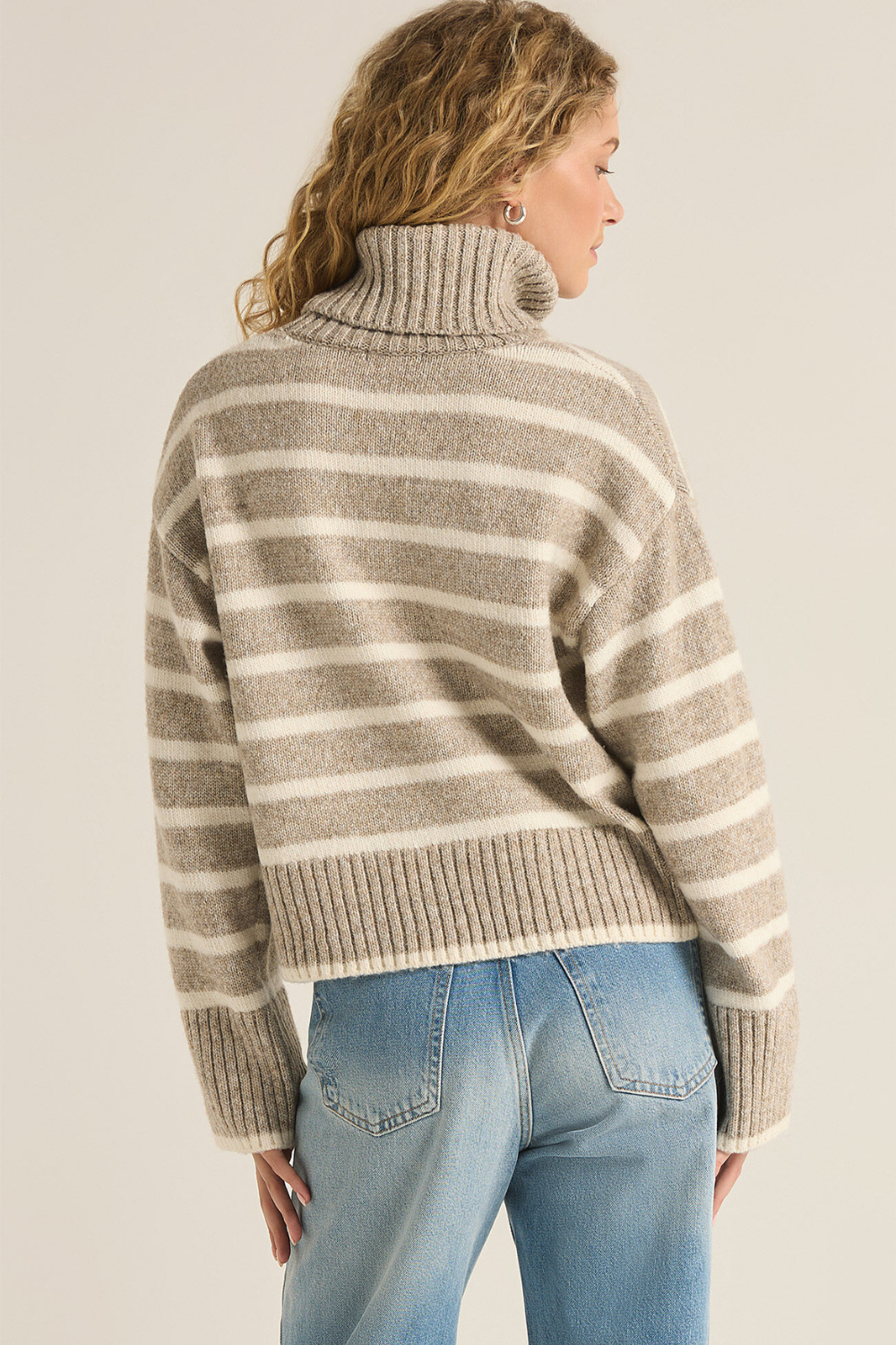 Z Supply Josephine Stripe Sweater - Heather Taupe