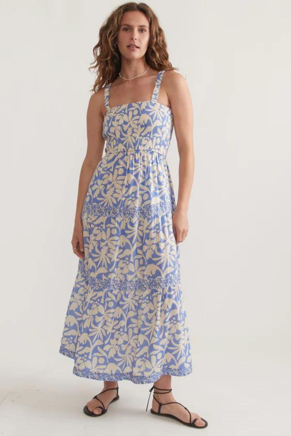 Marine Layer Print Mixing Selene Maxi Dress - Twilight Blue Flora