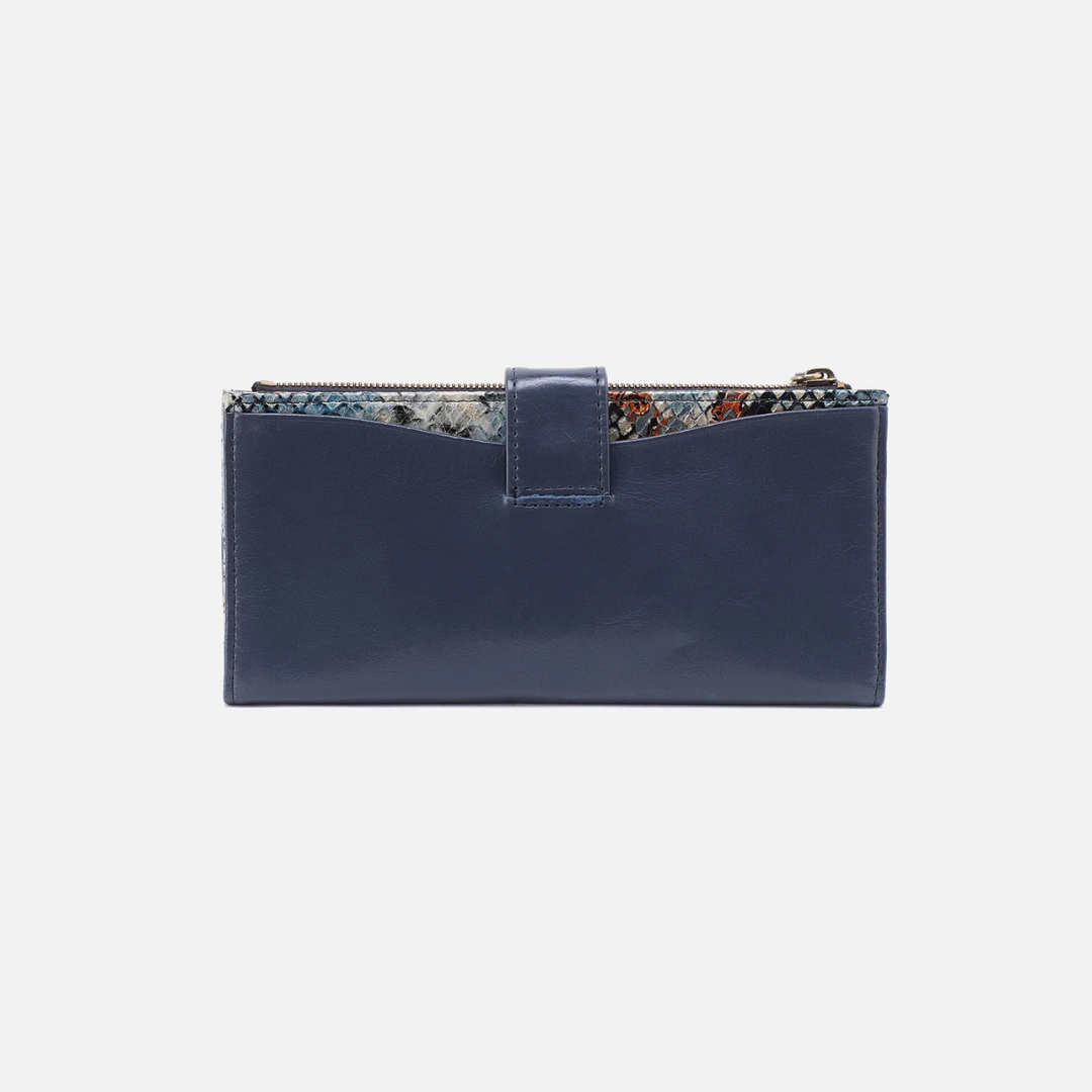 Hobo Max Continental Wallet Polished Leather - Blue Stone