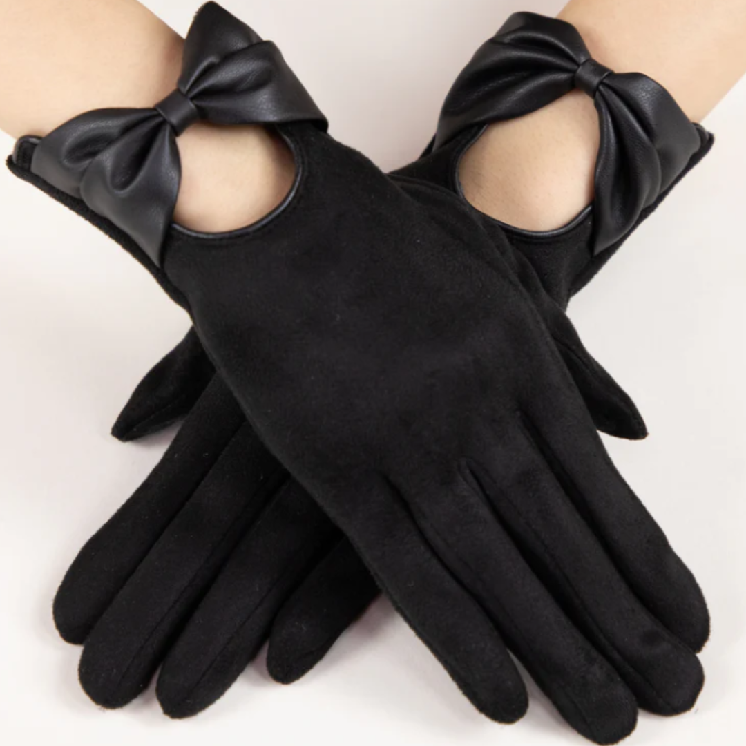 Bow Leatherette Gloves