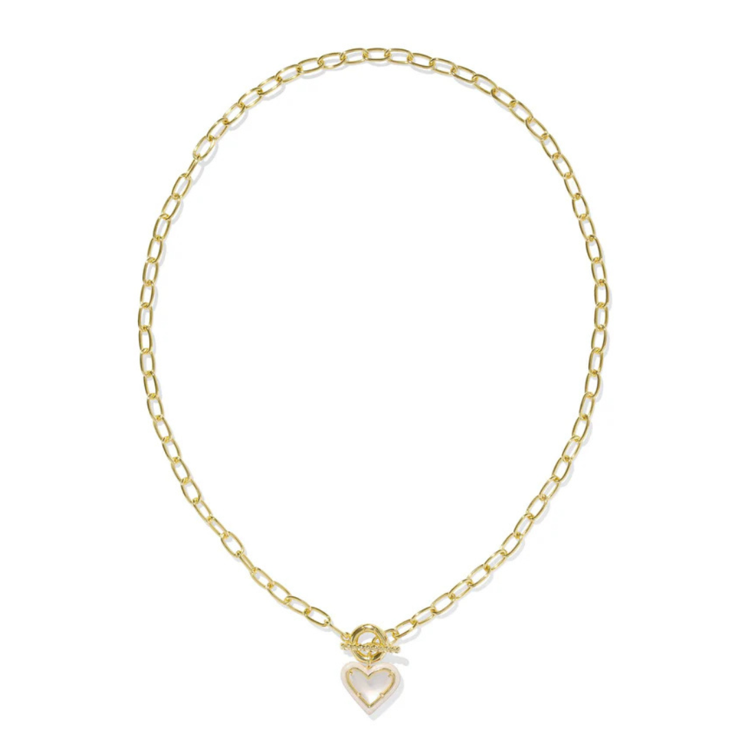 Kendra Scott Ari Heart Enamel Frame Link Necklace - Gold