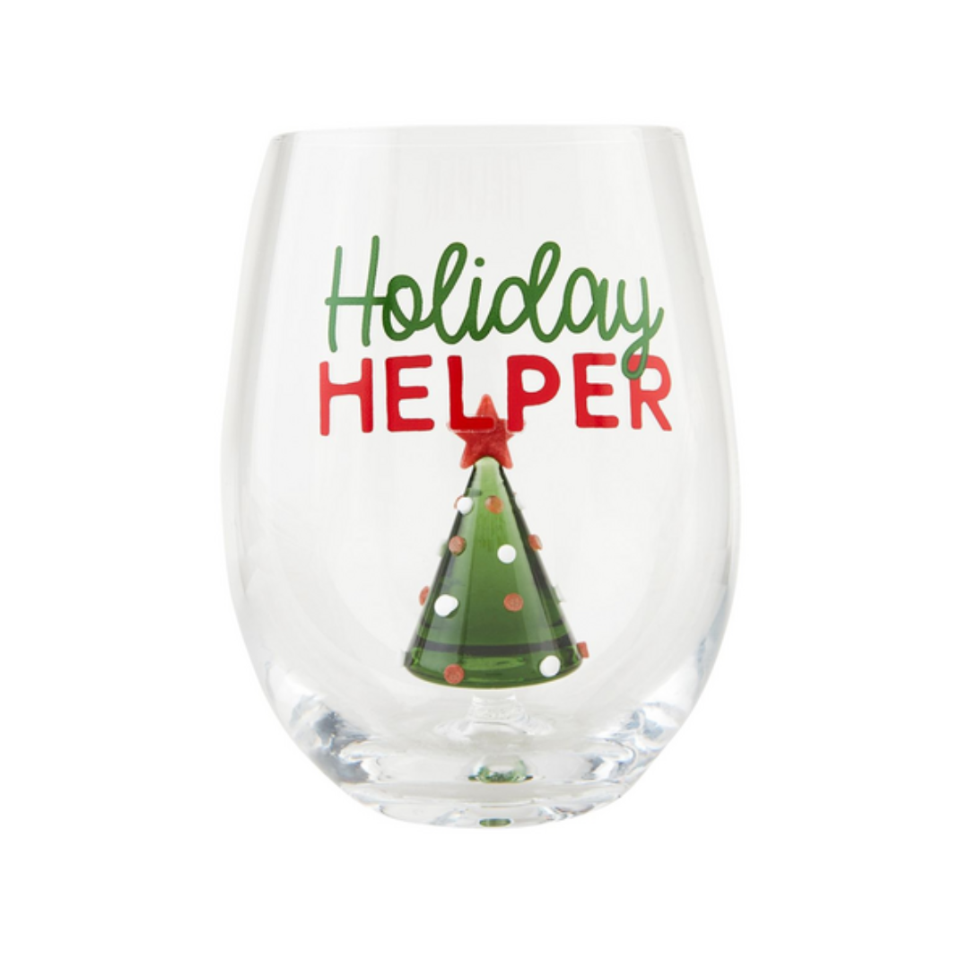 Mud Pie Christmas Icon Wine Glass