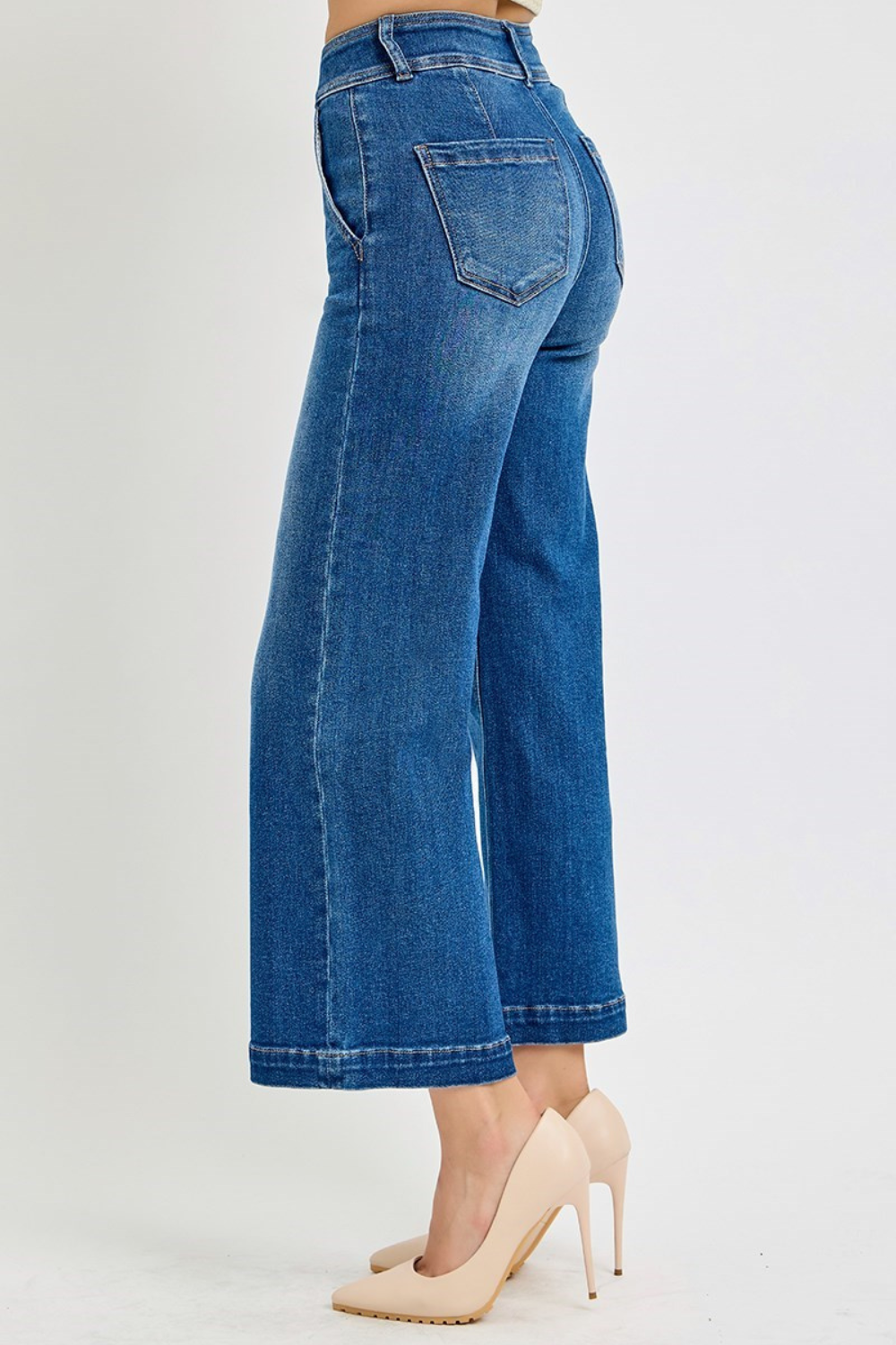 Risen Crop Wide Leg Jeans