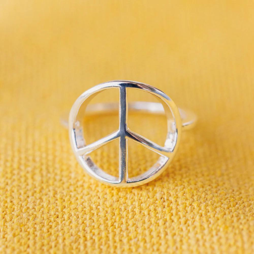 Pura Vida Peace Sign Ring - Silver