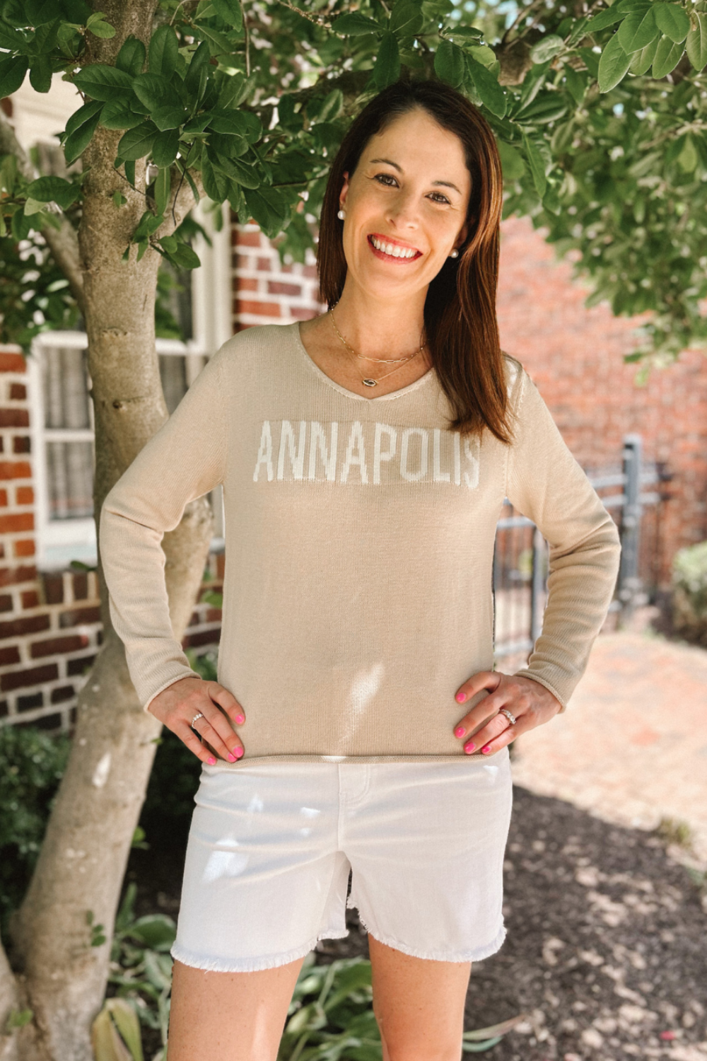 V-Neck Embroidered Sweater - Annapolis