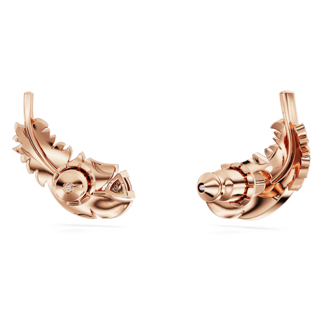 Swarovski Nice Stud Feather Earrings - Rose Gold