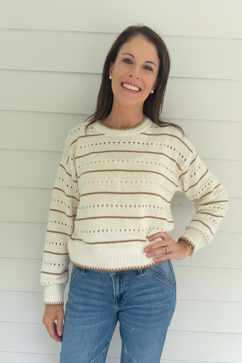 Z Supply Darby Stripe Sweater- Sandstone