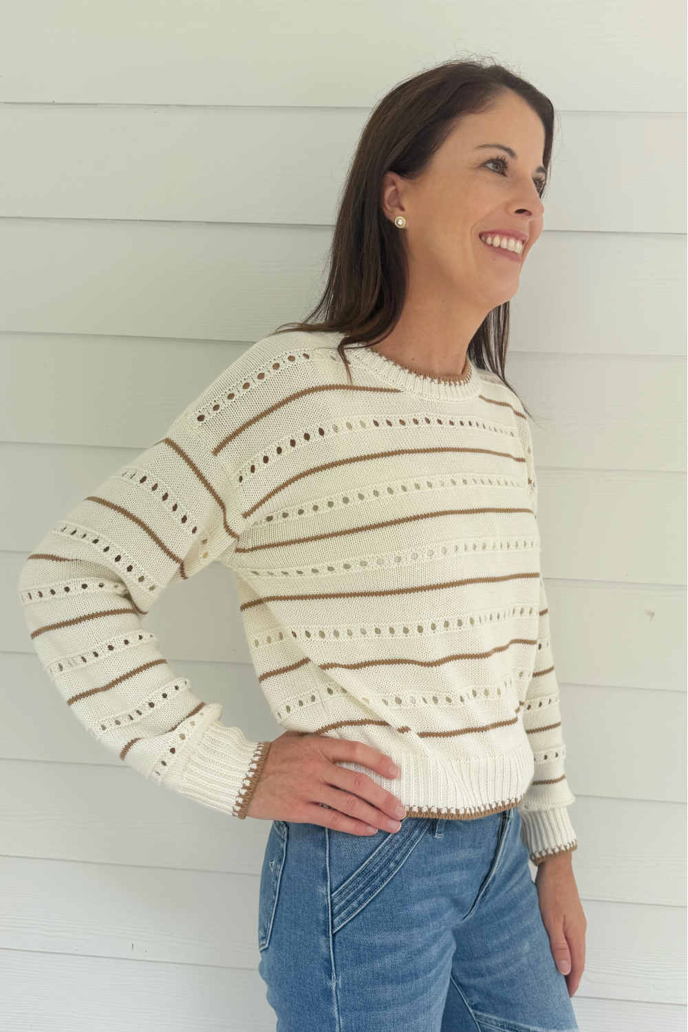 Z Supply Darby Stripe Sweater- Sandstone